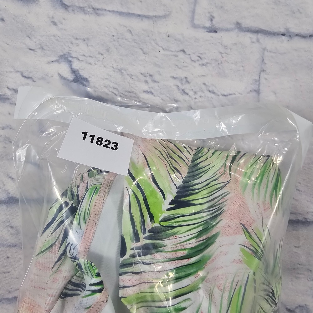 Sunsets Forever Tankini Top WOMENS 18 Island Mist Green Palm Leaf Beach Swim - Picture 10 of 10